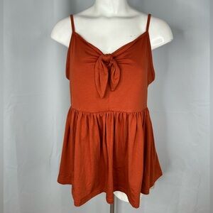 NWT Emery Rose Burnt Orange Baby Doll Bow Tank Top Sz 2XL